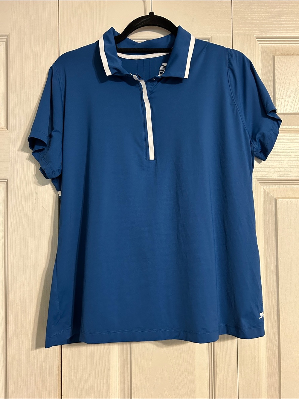 Slazenger Golf Women's Blue White Polo Wicking Stretch Tennis Pickleball Large